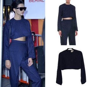 SOLACE LONDON ASO Kendall Jenner Celeb Striped Parker CropTop 2